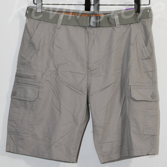 2 pairs shorts - Wearfirst Men's Belted Cargo Short Gray, , Navy . - Picture 4 of 6
